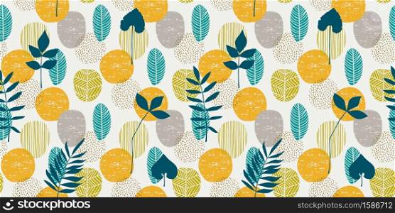Abstract autumn seamless pattern with leaves. Vector background for various surface. Trendy hand drawn textures.. Abstract autumn seamless pattern with leaves. Vector background for various surface.
