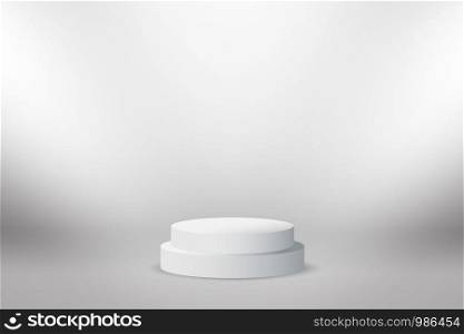 Abstract backdrop stand circle grey background.Graphic Minimal Empty room with spotlight effect.Frame scene place photo studio.Simple soft light wallpaper.Design element art Vector illustration.EPS10