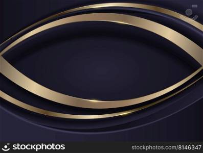 Abstract background 3D elegant template golden and purple curved shape and lighting sparking luxury style. Vector graphic illustration