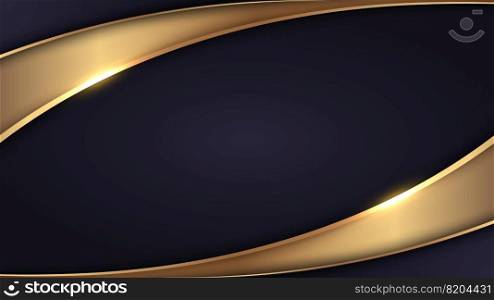 Abstract background 3D elegant template golden and purple curved shape and lighting sparking luxury style. Vector graphic illustration