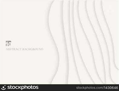 Abstract background 3D white curved layers background with shadow paper art style. Modern origami design template. Vector illustration