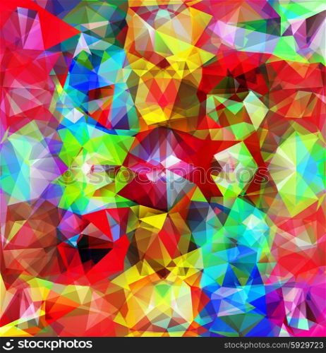Abstract background. Abstract geometric background. Multicolored triangles. Triangle background with bright lines. Pattern of crystal geometric shapes