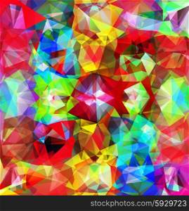 Abstract background. Abstract geometric background. Multicolored triangles. Triangle background with bright lines. Pattern of crystal geometric shapes