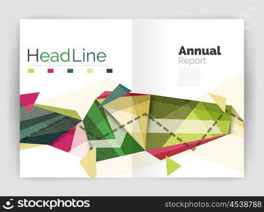 Abstract background annual report template, geometric triangle design business brochure cover