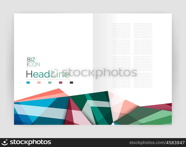 Abstract background annual report template, geometric triangle design business brochure cover