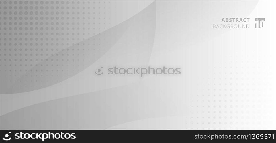 Abstract background banner web template white and gray curve circle with halftone. Vector illustration