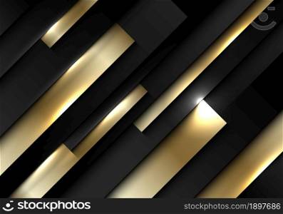 Abstract background black and gold stripes diagonal pattern with lighting. Luxury style. Vector illustration
