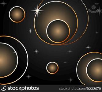 Abstract background black circle shape with gold frame luxury wallpaper glossy shiny