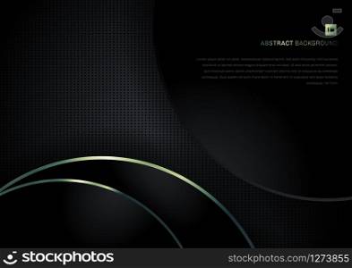 Abstract background black circles and green metallic border overlapping with space for your text. Luxury style. Vector illustration