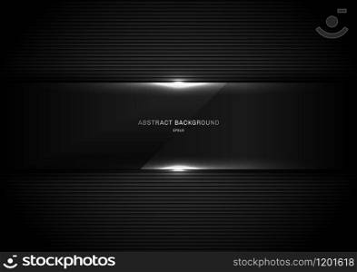 Abstract background black glass panel glossy with lighting. Vector illustration