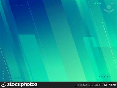 Abstract background blue and green gradient diagonal stripes with geometric elements technology style. Vector illustration