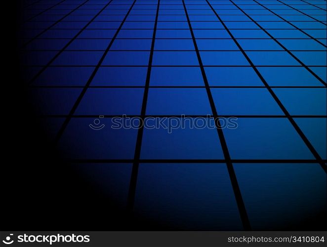 Abstract Background - Blue Floor Tiles on Black Background