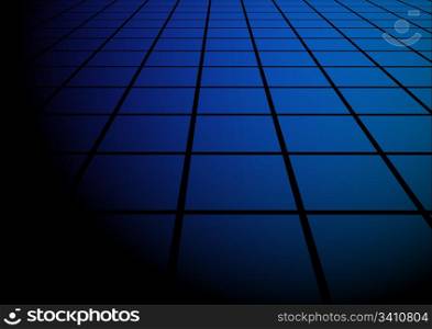 Abstract Background - Blue Floor Tiles on Black Background