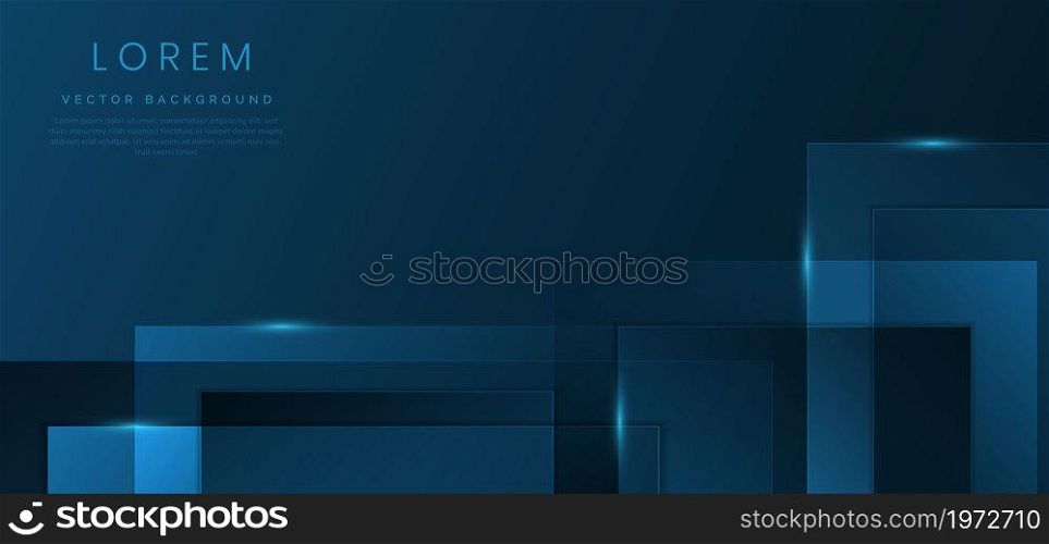 Abstract background blue geometric square overlapping with shadow with copy space for text. Vector illustration