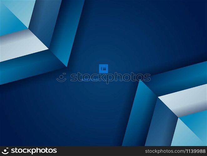 Abstract background blue gradient geometric with shadow overlapping with space for your text. Vector illustration