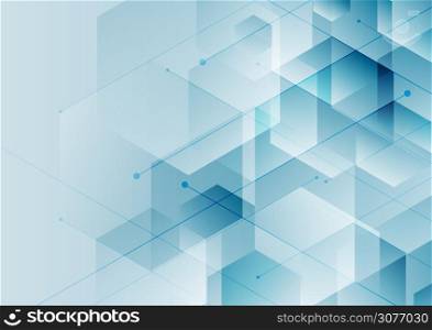 Abstract background blue hexagons with diagonal line, Technology digital concept. Vector illustration