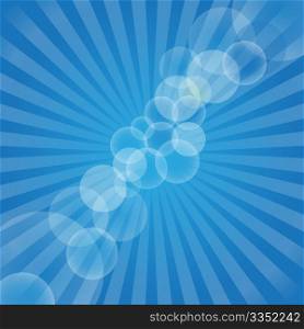 Abstract Background - Blue Rays and Bubbles on Gradient Background