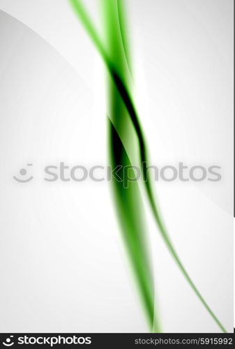 Abstract background, blurred green wave lines in the air. Presentation or advertising layout design template