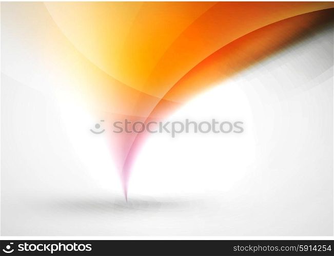 Abstract background, blurred orange, wave lines in the air. Presentation or advertising layout design template