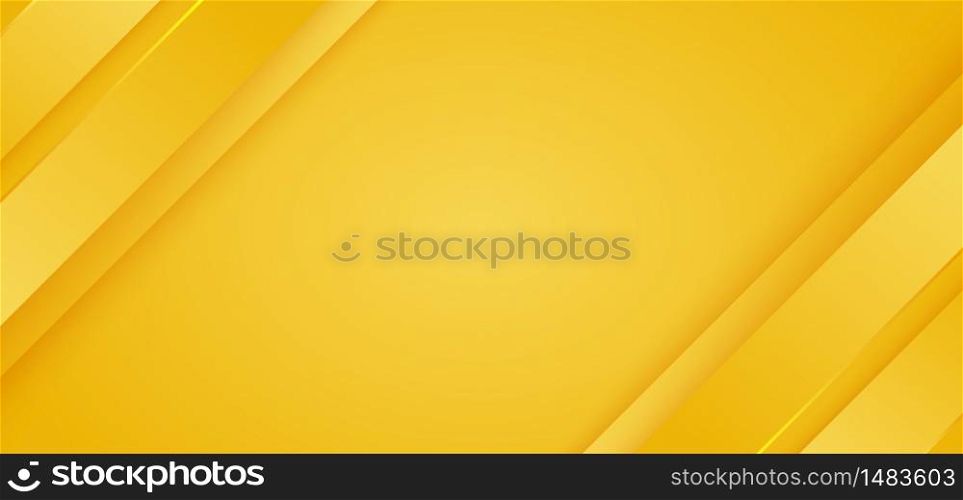 Abstract background bright yellow diagonal stripes lines. 3D cover of business presentation banner web. Vector illustration