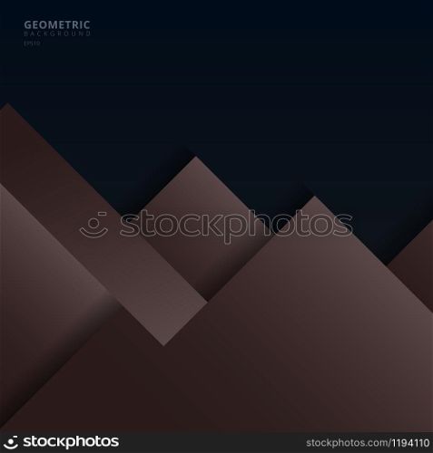 Abstract background brown and dark blue geometric square overlapping with shadow paper style. Vector illustration