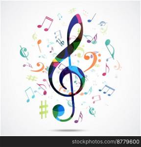 Abstract background Colorful music notes