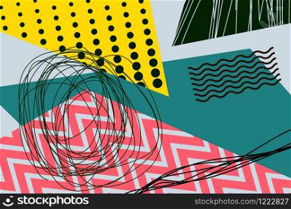 abstract background Creative doodle art header with different shapes and textures