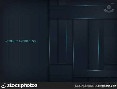 Abstract background dark blue stripes paper cut layer style with lighting. Vector illustration