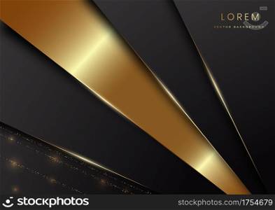 Abstract background dark geometric overlapping layer with shadow with gold line luxury style. Vector illustration
