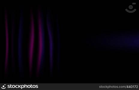 Abstract background dark violet silk cloth curtain half open with copy space