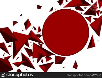 Abstract background design of red 3d triangle on white background vector illustration