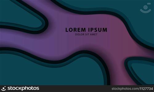 Abstract background design with paper cut shapes. Vector wave illustration