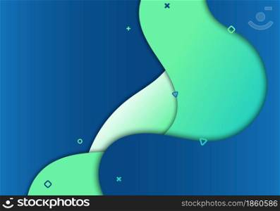 Abstract background dynamic waves fluid blue gradient with geometric shapes element. Vector illustration