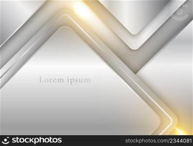 Abstract background elegant 3D modern template white silver squares with lighting effect luxury style. Vector illustration