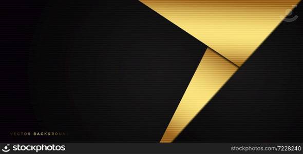 Abstract background elegant black and gold geometric triangle with light and shadow 3D layered design. Vector illustration