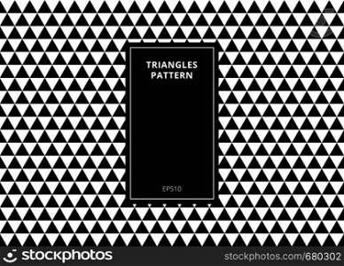 Abstract background elegant geometric seamless pattern made in black and white triangles with rectangle vertical frame copy space. Vector illustration