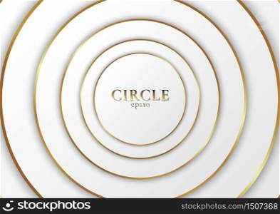 Abstract background elegant modern white circle shape design with golden line. Vector illustration