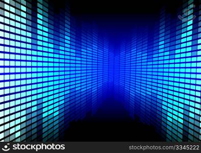 Abstract Background - Equalizer in Shades of Blue on Black Background