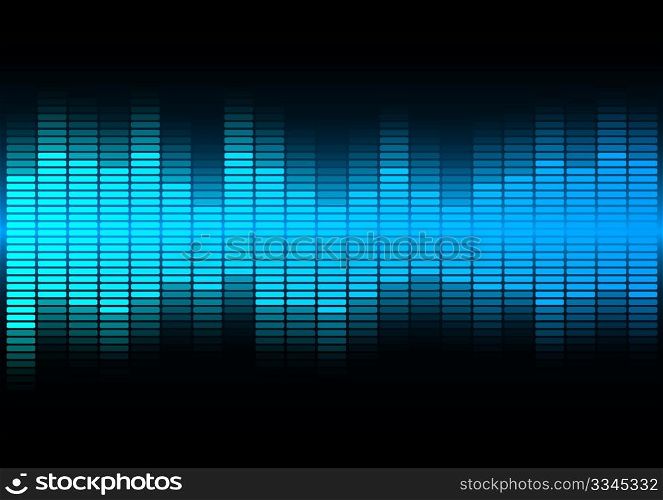 Abstract Background - Equalizer in Shades of Blue on Black Background