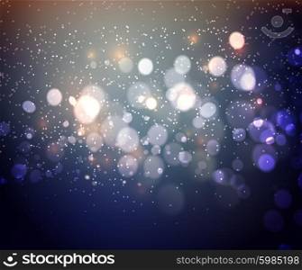 Abstract background. Festive elegant abstract background with bokeh lights . Abstract defocused christmas background. Festive elegant blue abstract background with bokeh lights