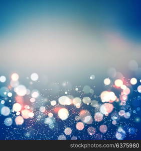 Abstract background. Festive elegant abstract background with bokeh lights. Abstract defocused christmas background. Festive elegant blue abstract background with bokeh lights