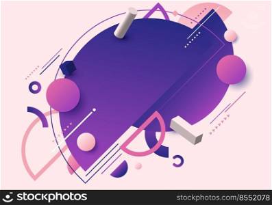 Abstract background flat design 3D geometric elements pattern retro style. Vector illustration