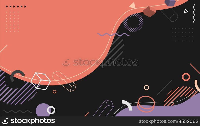 Abstract background flat design geometric elements pattern memphis retro style. Vector illustration