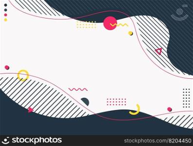Abstract background fluid or liquid organic forms dynamic waves and geometric elements lines pattern on white background. Vector illustration