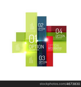 Abstract background, geometric infographic option templates. Vector colorful business presentation or data brochure layouts with sample text