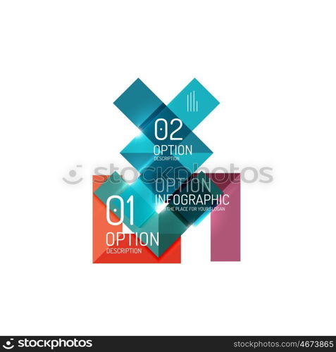 Abstract background, geometric infographic option templates. Vector colorful business presentation or data brochure layouts with sample text