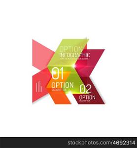 Abstract background, geometric infographic option templates. Vector colorful business presentation or data brochure layouts with sample text