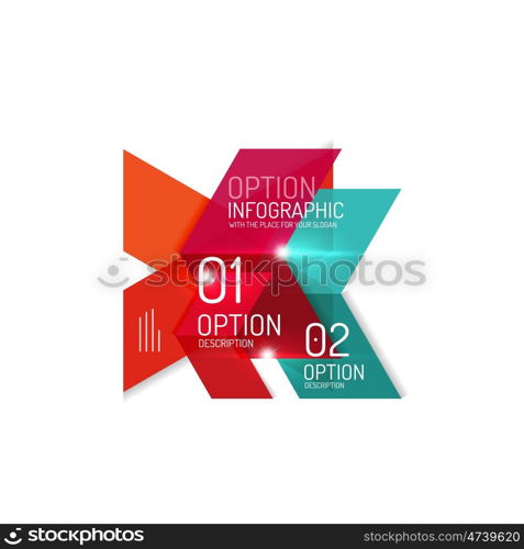 Abstract background, geometric infographic option templates. Vector colorful business presentation or data brochure layouts with sample text