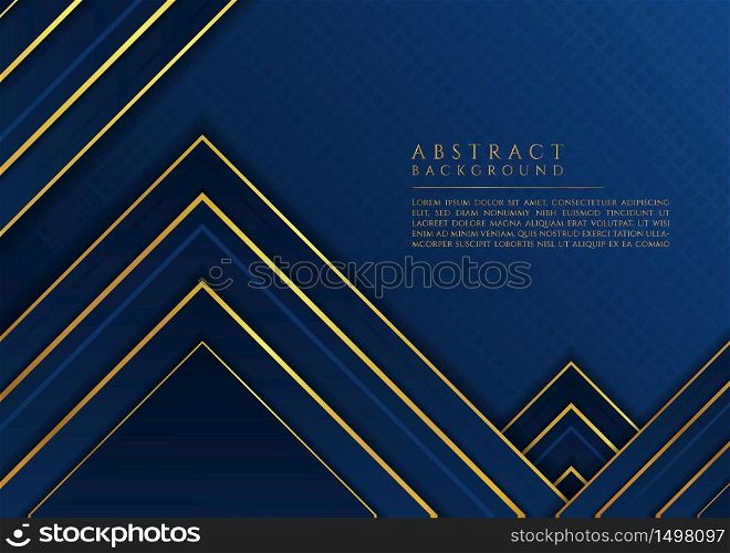 Abstract background geometric overlap layer shape blue and gold metallic color style. vector illustration.