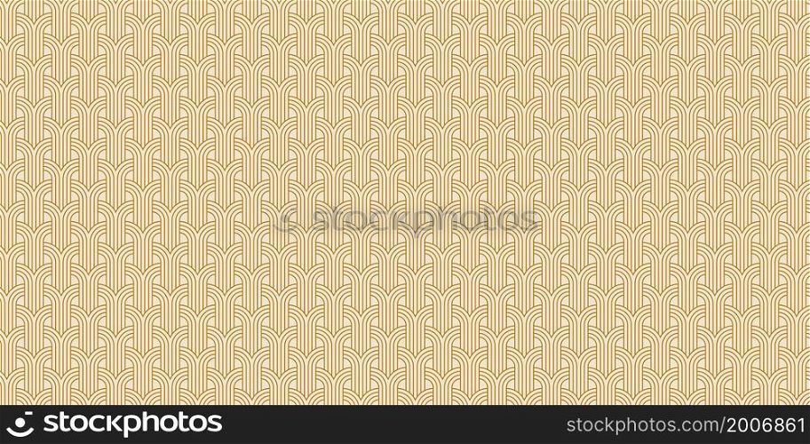 Abstract background geometric pattern with gold circle waves lines overlapping endless stylish texture